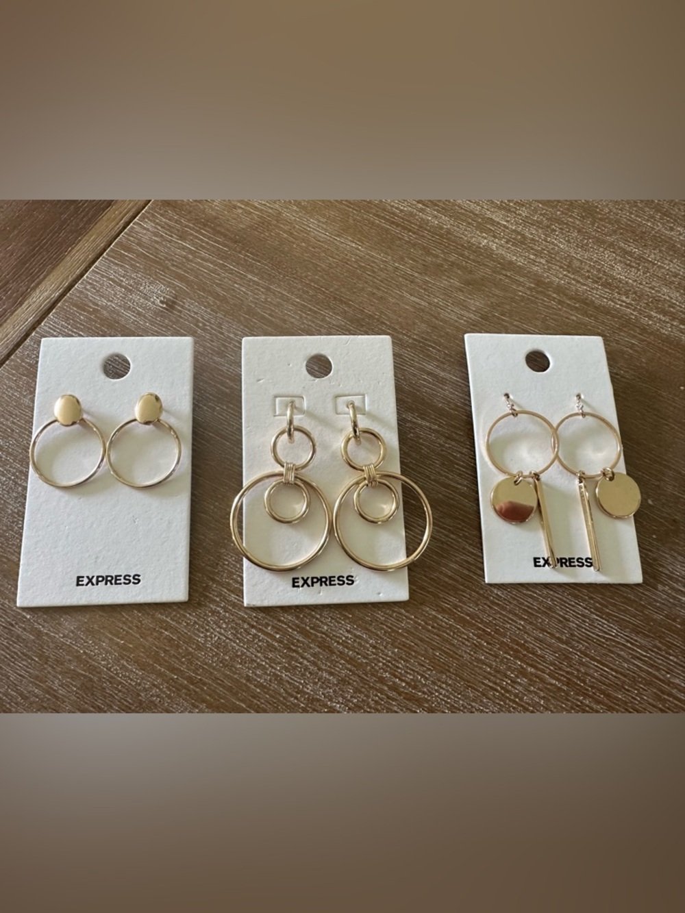 Express Lot of 3 Gold Drop Earrings